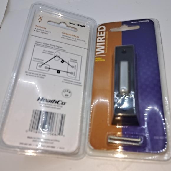 Heath Zenith Wired Doorbell Push Button - Black and Orange - Picture 2 of 3